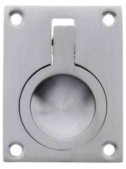 Solid Brass Flush Ring Pull in Satin Chrome.